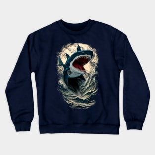 Shark and  ocean Crewneck Sweatshirt